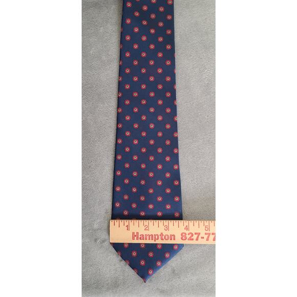 Oscar de La Renta Navy Blue Red Floral 100% Silk Neck Tie Made in USA - Picture 3 of 3